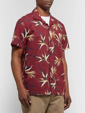 J.CREW WALLACE & BARNES Birds of Paradise Cotton Short Sleeve Camp Shirt, Size M
